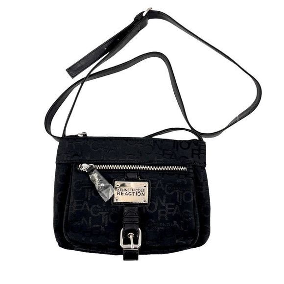 Kenneth Cole Reaction Crossbody Bag Purse Black with Silver NWT - Picture 1 of 8